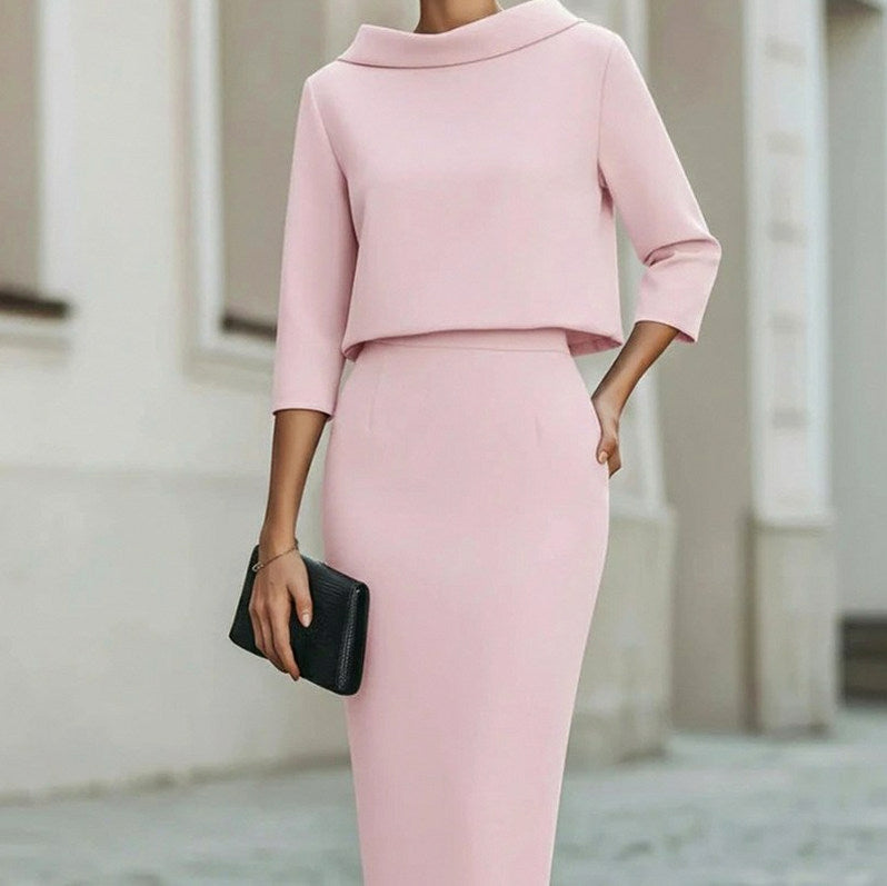 Crepe Off Shoulder Midi Two Piece Set