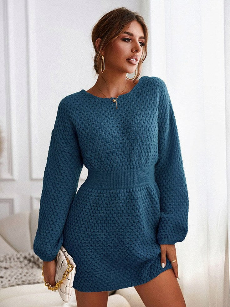 Crewneck Long Sleeve Sweater Dress
