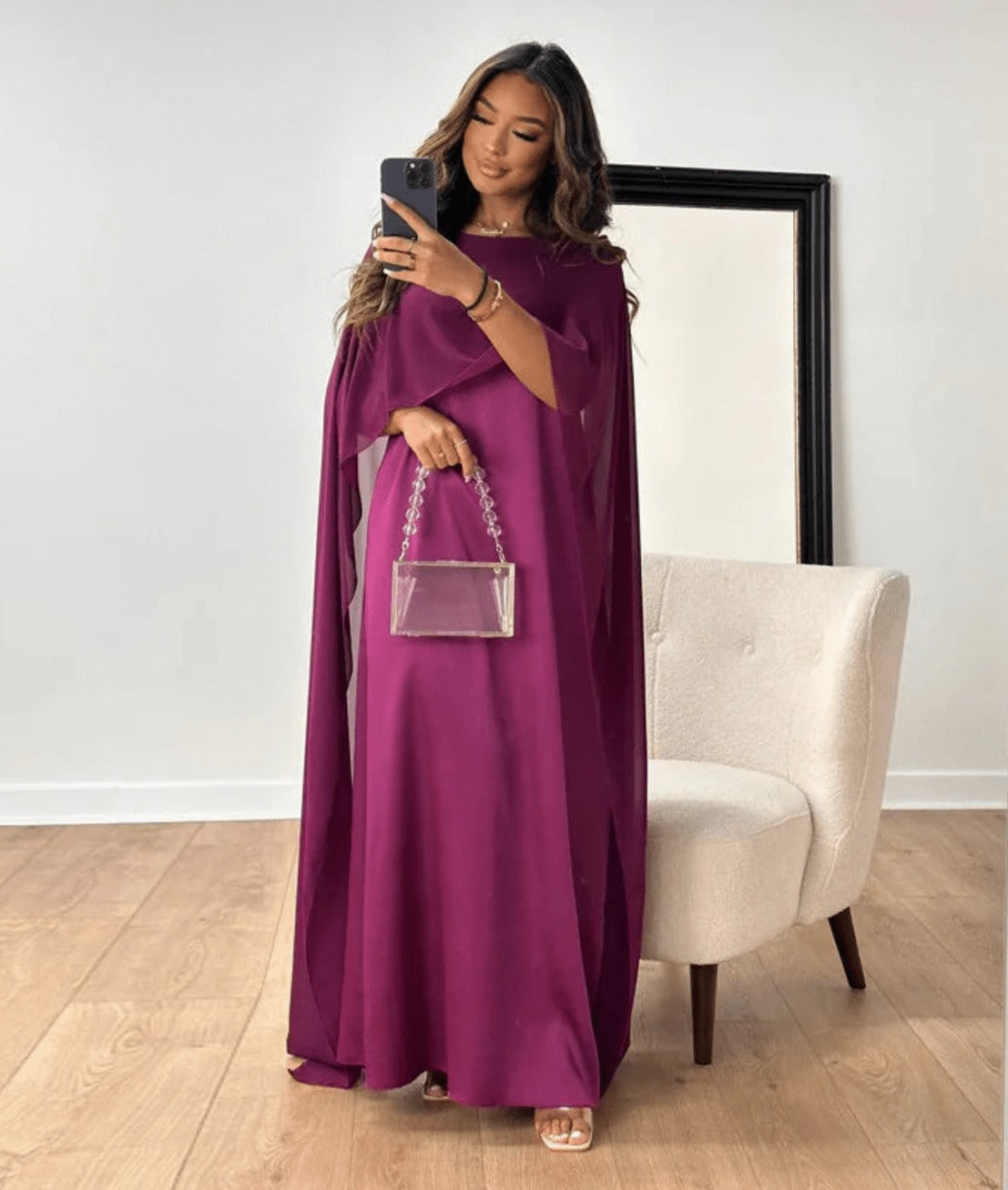 Draped Sleeve Maxi Dress