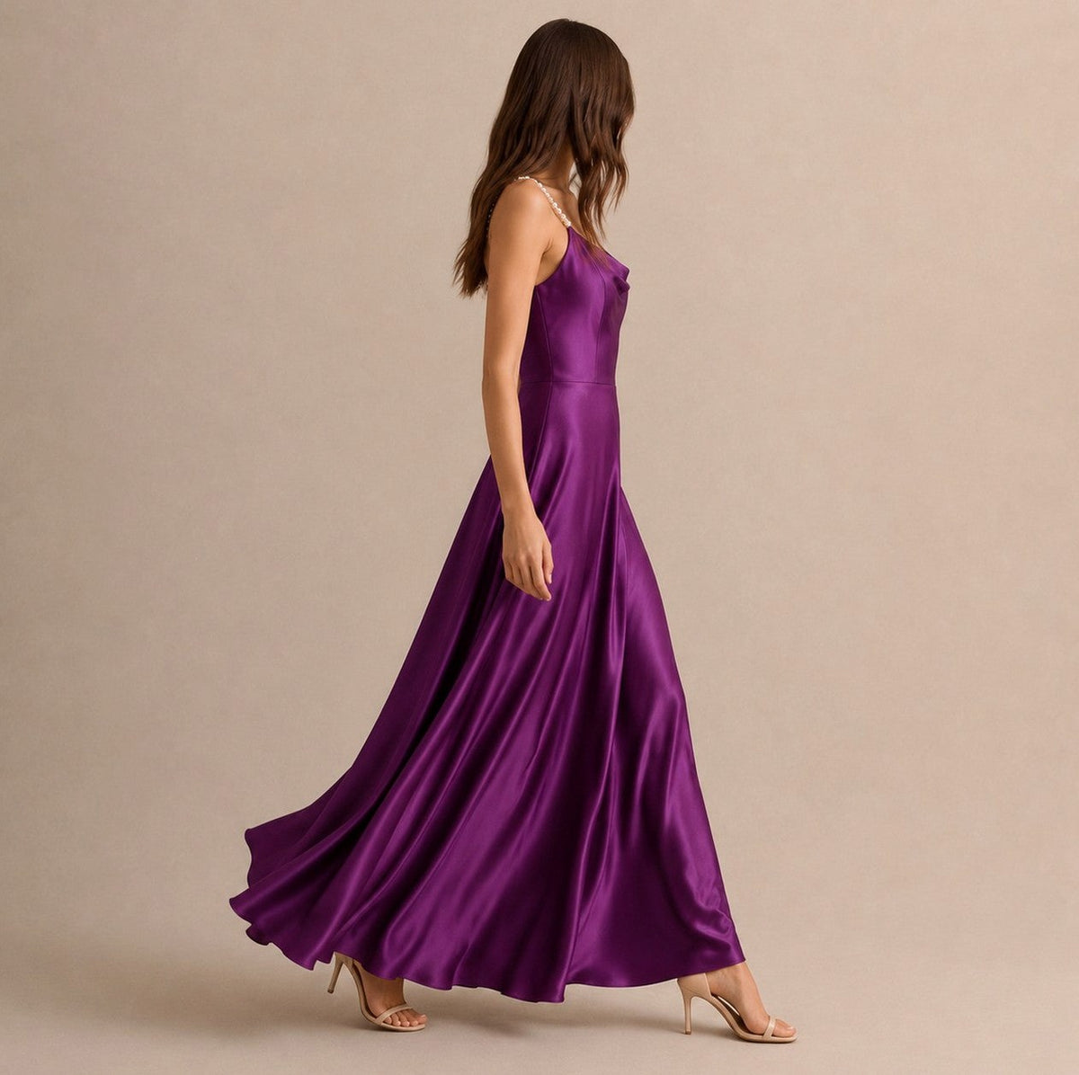 Satin Cowl Neck Maxi Dress