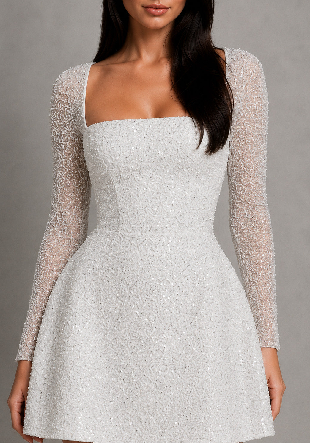 Women’s Beaded Mini Dress with Lace-Up Back