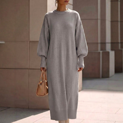 Balloon Sleeve Knit Maxi Sweater Dress
