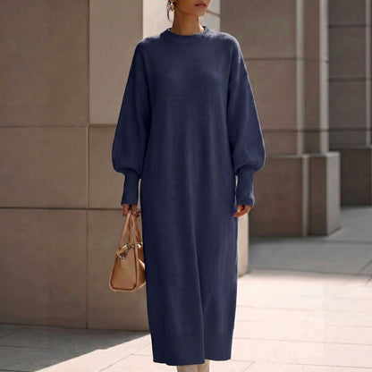 Balloon Sleeve Knit Maxi Sweater Dress