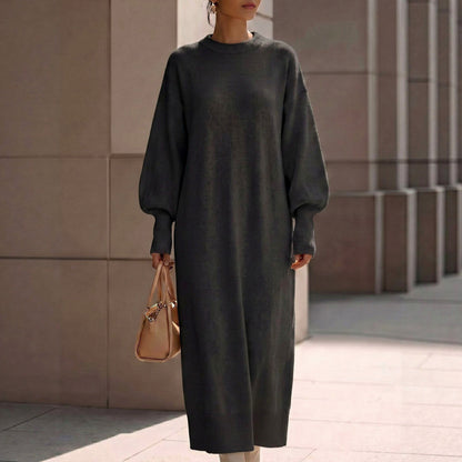 Balloon Sleeve Knit Maxi Sweater Dress