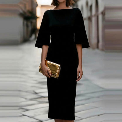 Bell Sleeve Sheath Midi Dress