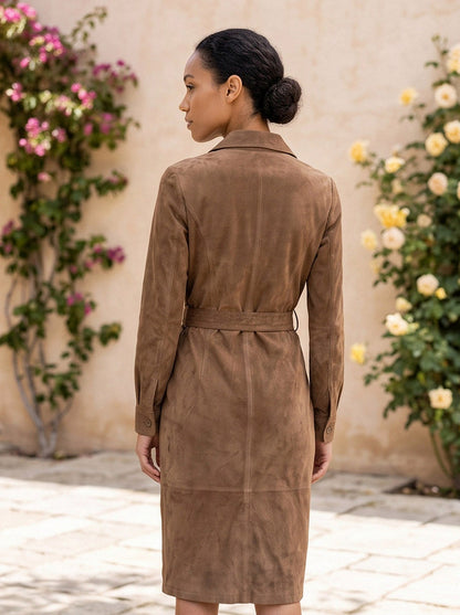 Belted Suede Shirt Dress