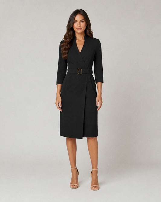 Belted Wrap Midi Dress