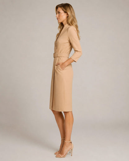 Belted Wrap Midi Dress