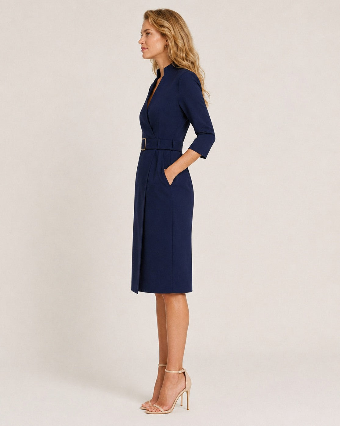 Belted Wrap Midi Dress
