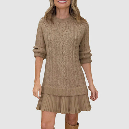 Cable Knit Pleated Mini Dress