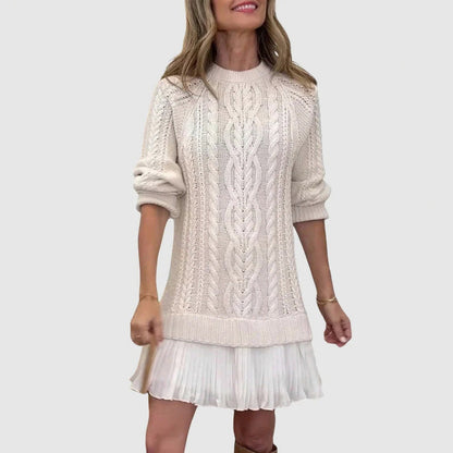 Cable Knit Pleated Mini Dress