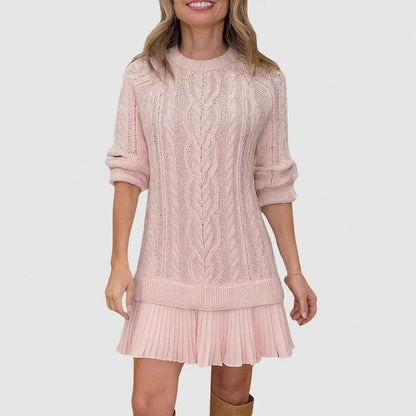 Cable Knit Pleated Mini Dress