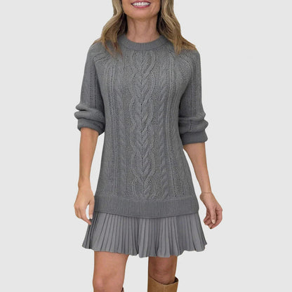 Cable Knit Pleated Mini Dress