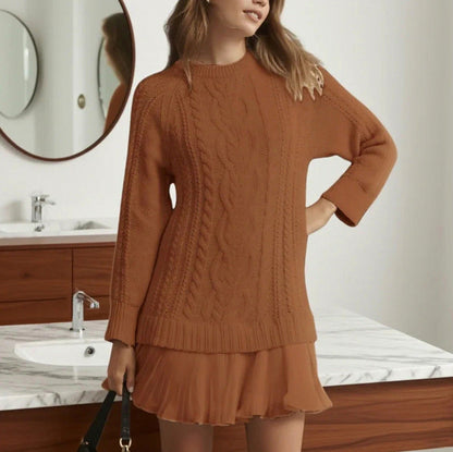 Cable Knit Pleated Mini Dress