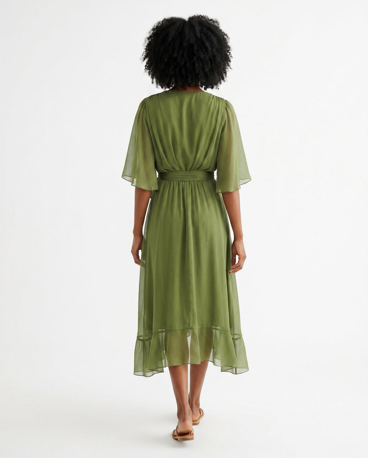 Chiffon 3/4 Kimono Sleeve Maxi Dress