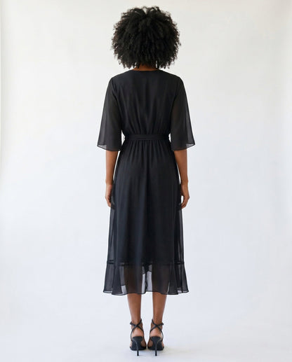 Chiffon 3/4 Kimono Sleeve Maxi Dress