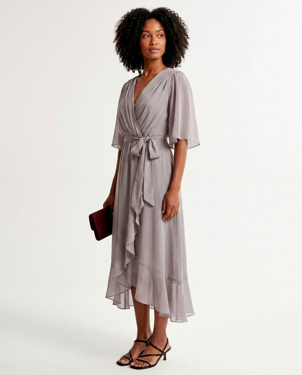 Chiffon 3/4 Kimono Sleeve Maxi Dress