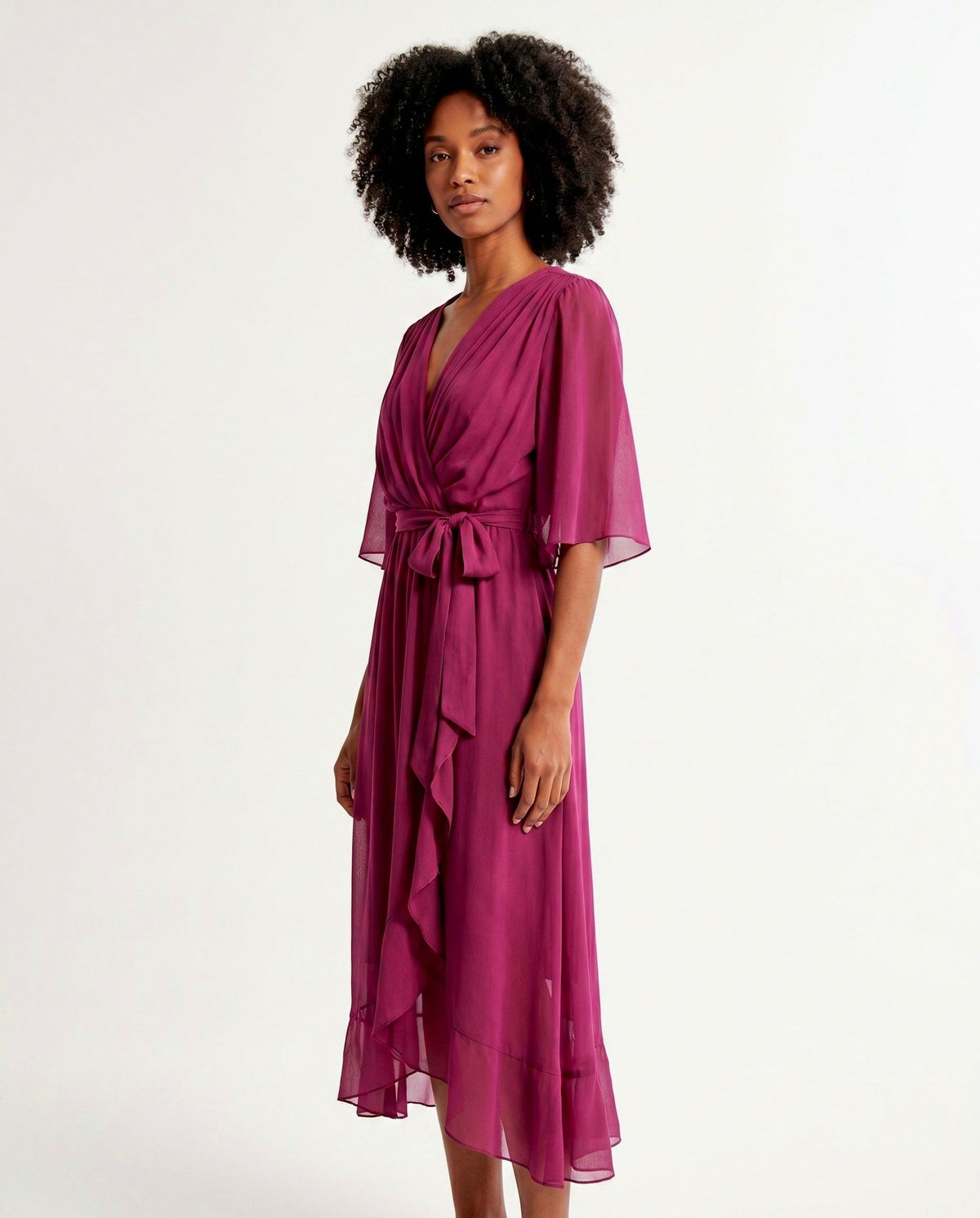 Chiffon 3/4 Kimono Sleeve Maxi Dress