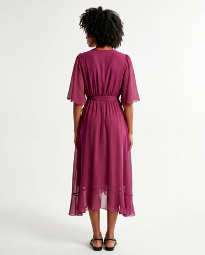 Chiffon 3/4 Kimono Sleeve Maxi Dress