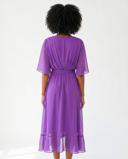 Chiffon 3/4 Kimono Sleeve Maxi Dress