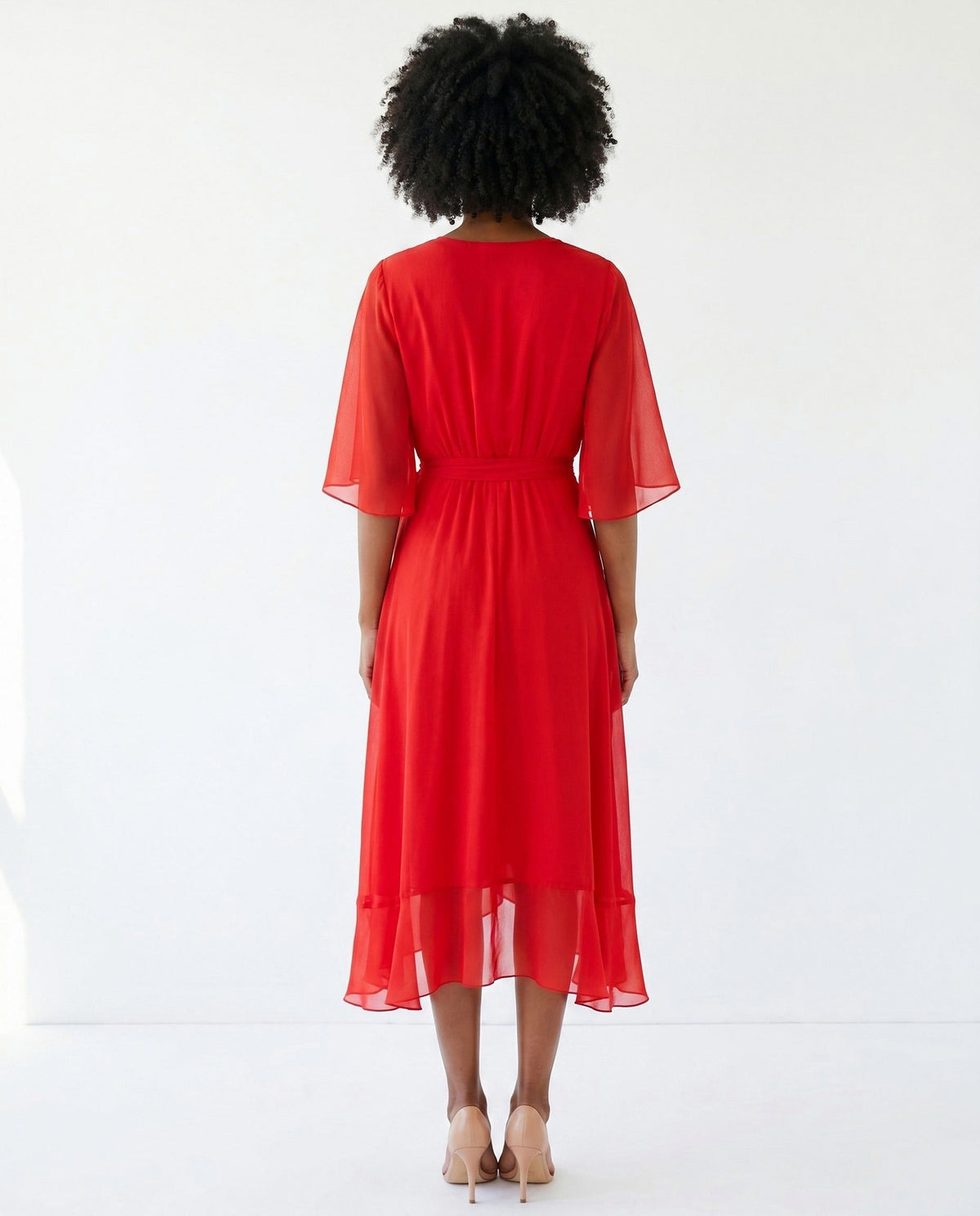 Chiffon 3/4 Kimono Sleeve Maxi Dress