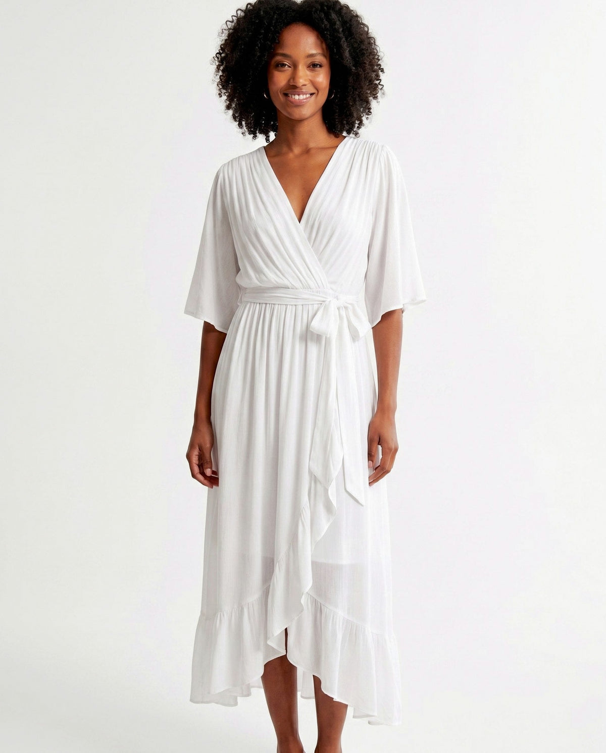 Chiffon 3/4 Kimono Sleeve Maxi Dress
