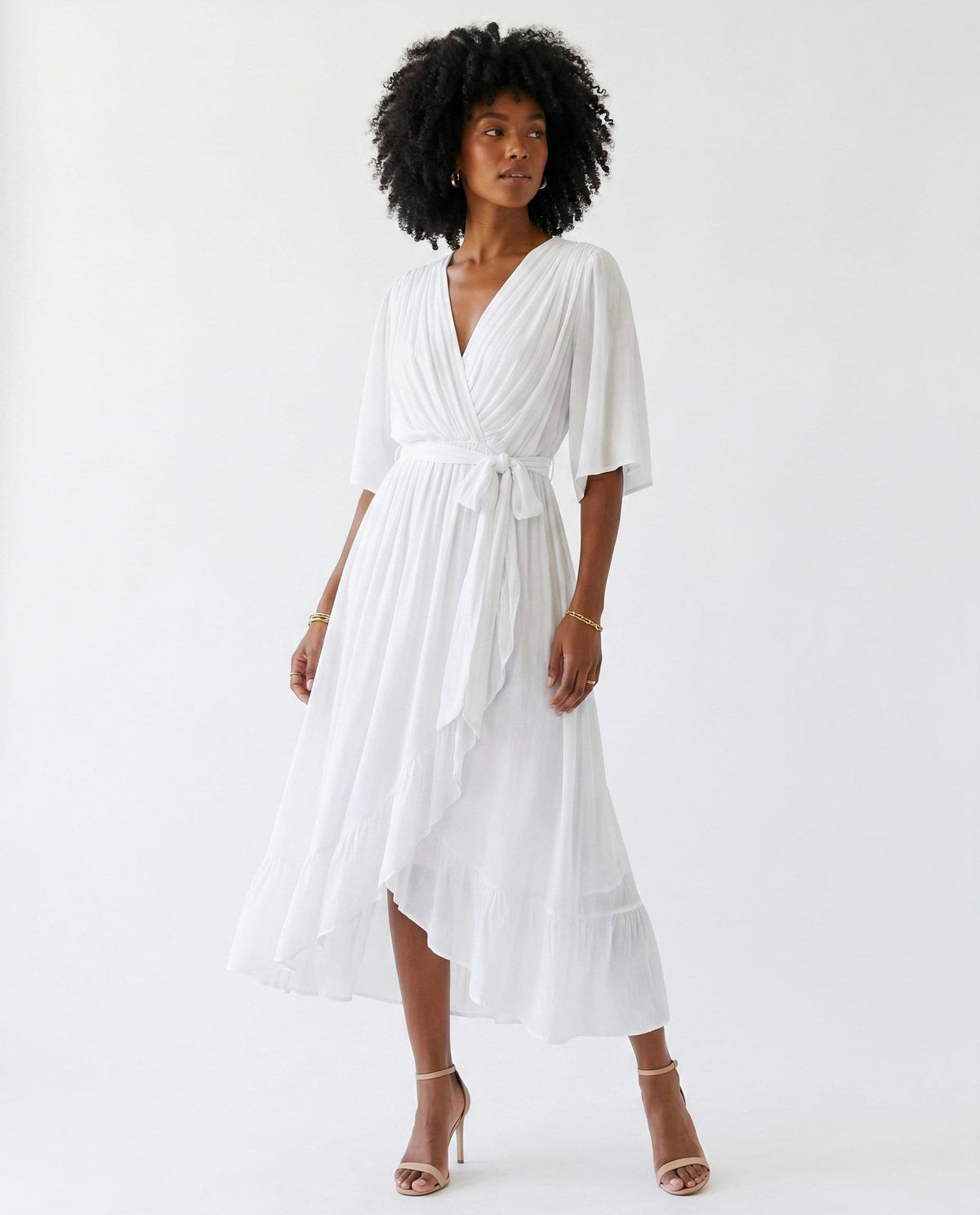 Chiffon 3/4 Kimono Sleeve Maxi Dress