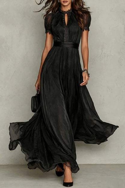 Chiffon Puff Sleeve Maxi Dress