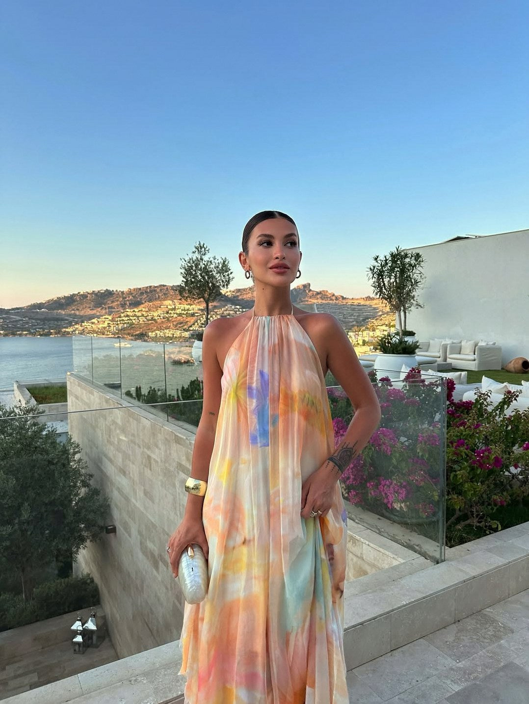 Women's Printed Halter Maxi Dress
