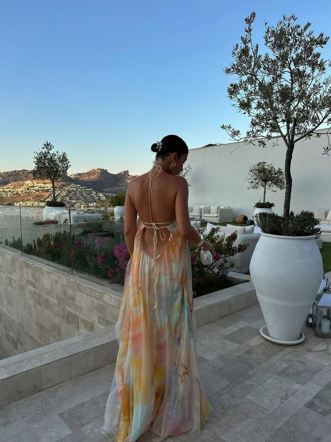 Women's Printed Halter Maxi Dress
