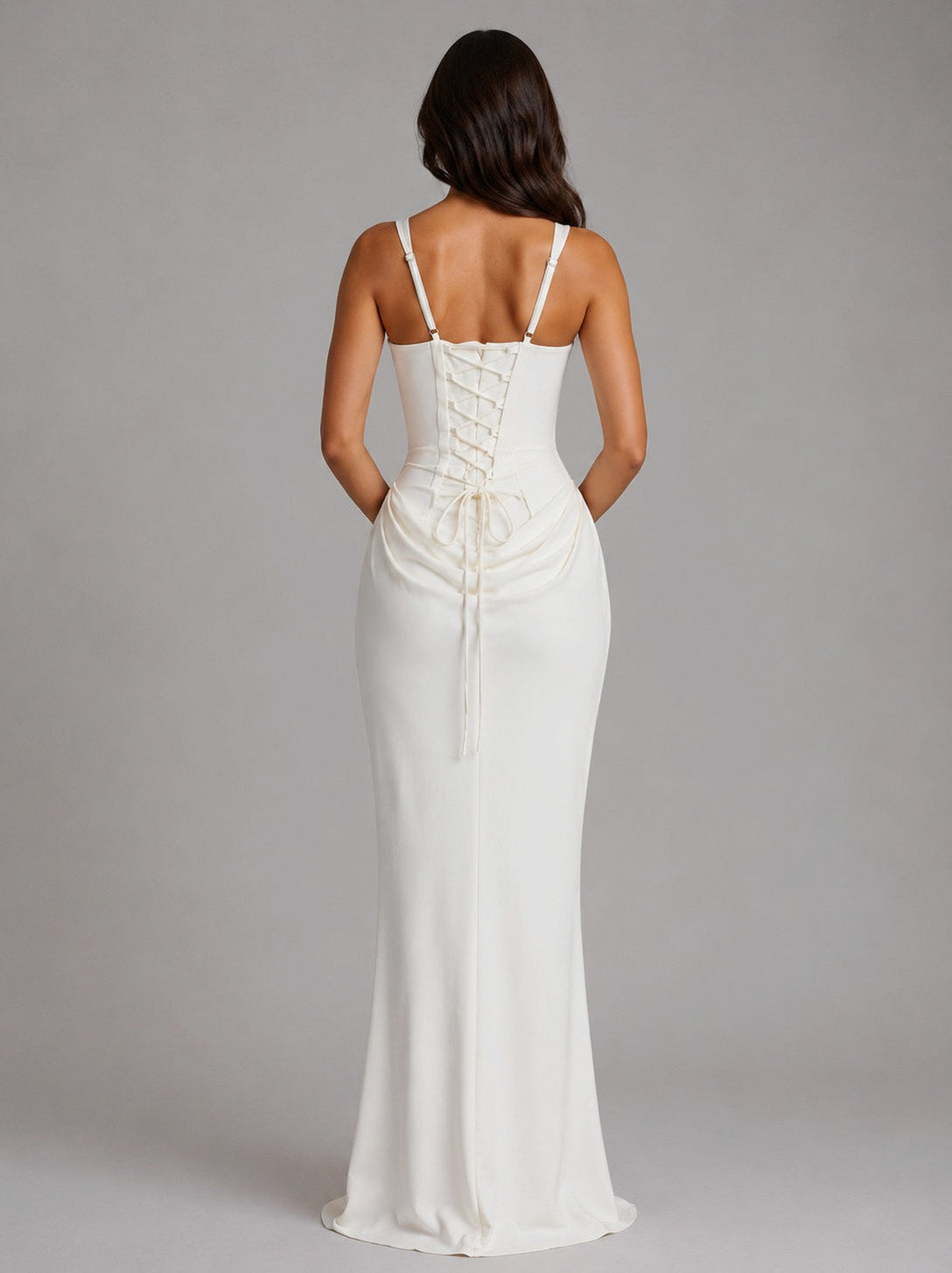 Corset Draped Square Neck Maxi Dress
