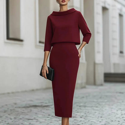 Crepe Off Shoulder Midi Two Piece Set