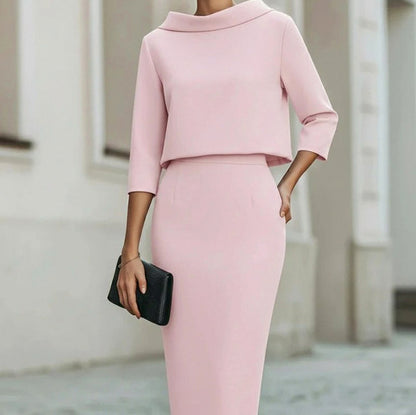 Crepe Off Shoulder Midi Two Piece Set