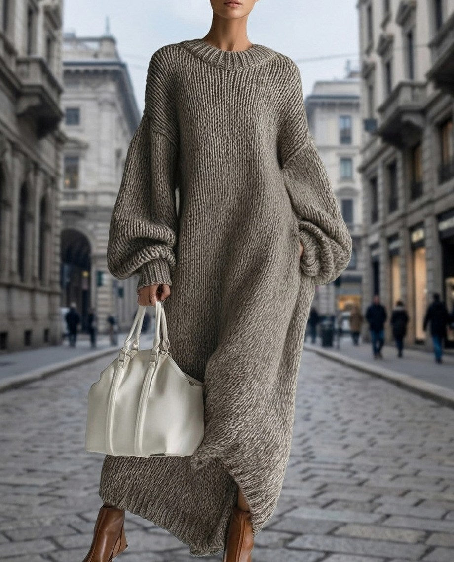 Crewneck Knit Maxi Sweater Dress