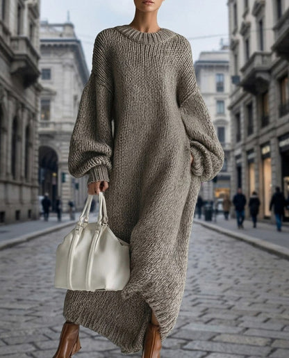 Crewneck Knit Maxi Sweater Dress