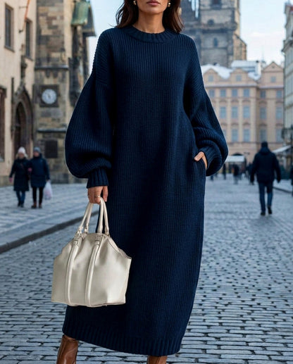 Crewneck Knit Maxi Sweater Dress