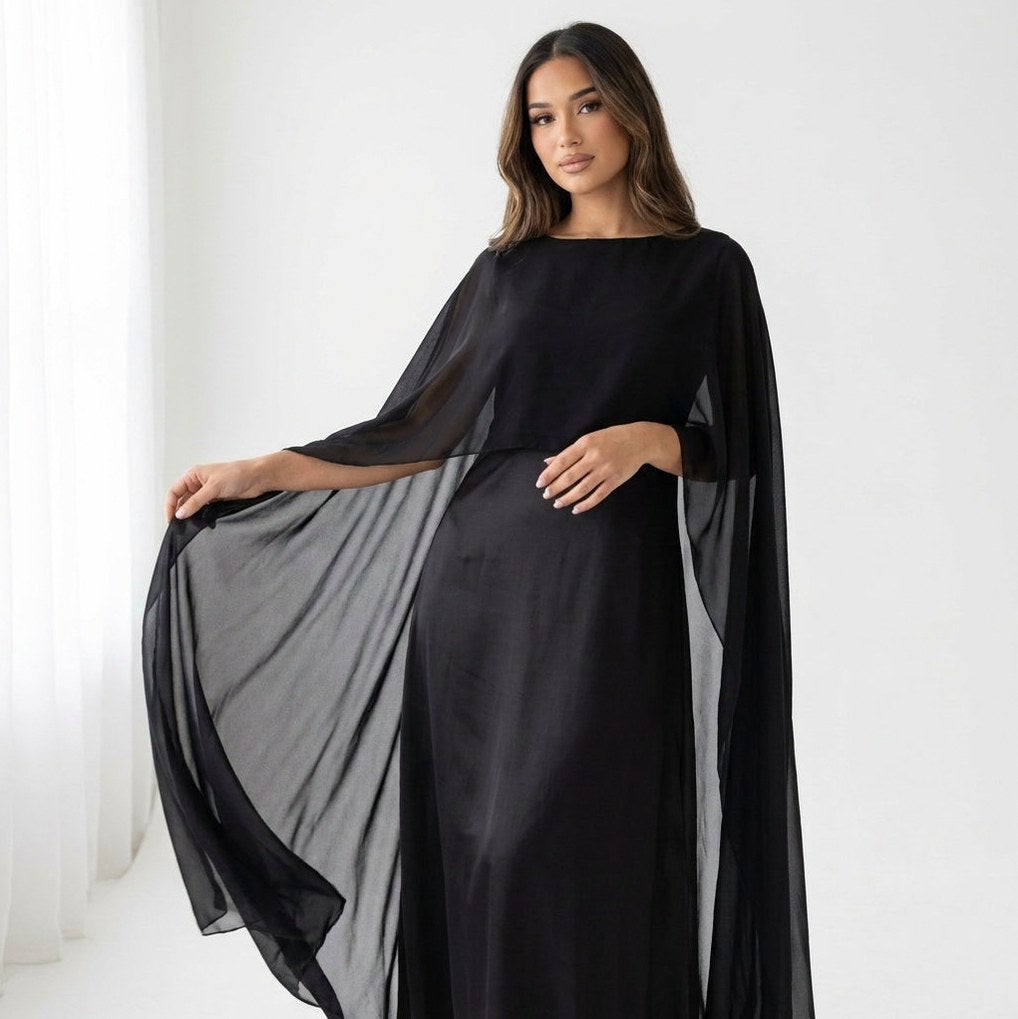 Draped Sleeve Maxi Dress
