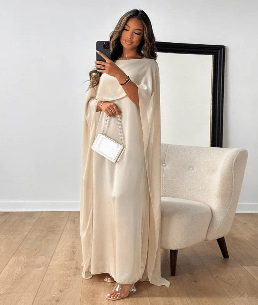 Draped Sleeve Maxi Dress