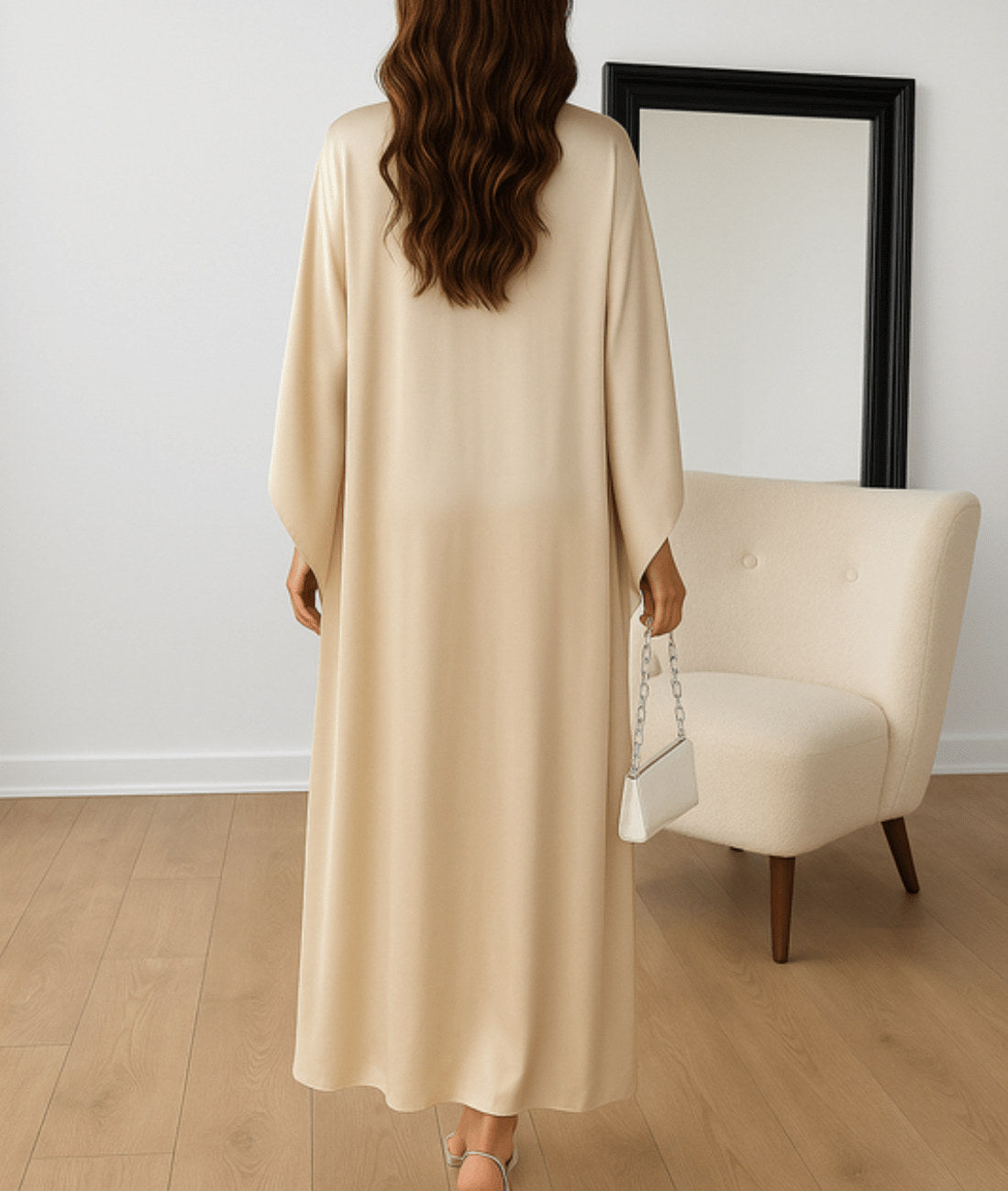 Draped Sleeve Maxi Dress