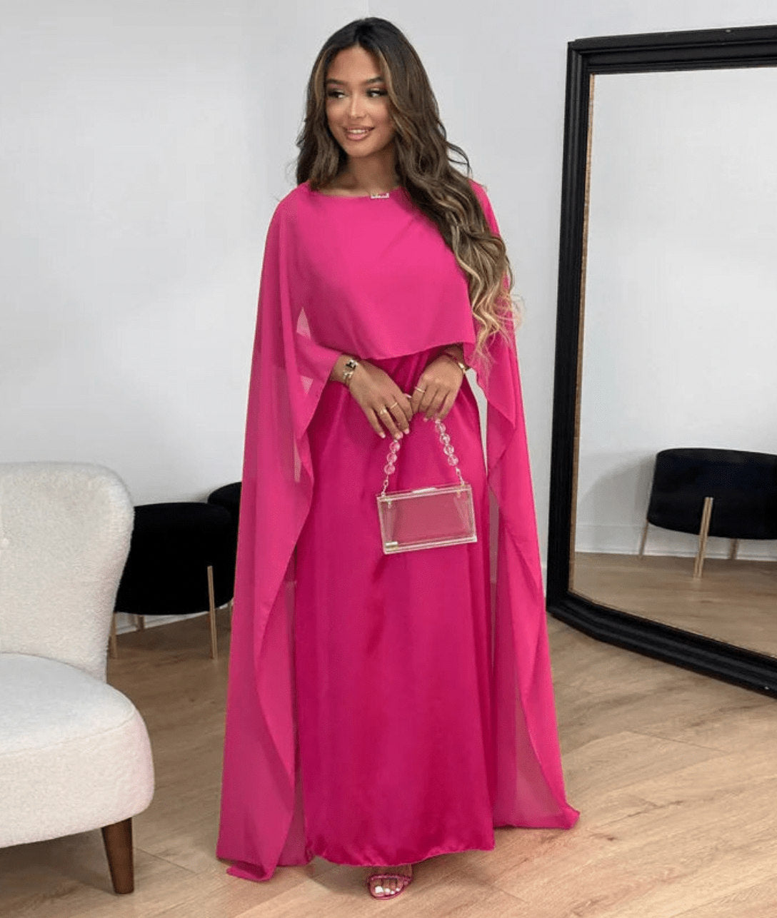 Draped Sleeve Maxi Dress