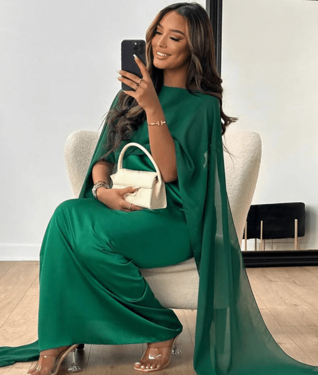 Draped Sleeve Maxi Dress