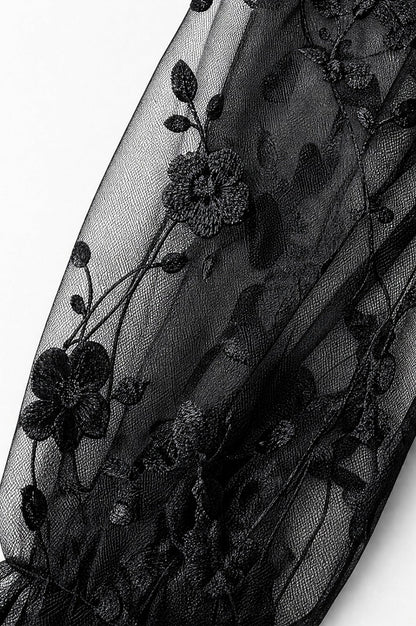 Embroidered Lace Long Sleeve Maxi Dress