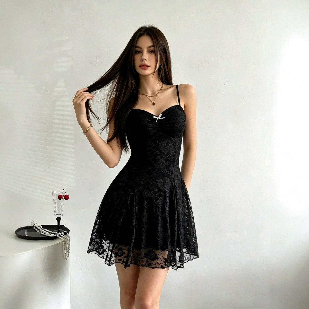 Floral Lace Sweetheart Mini Dress