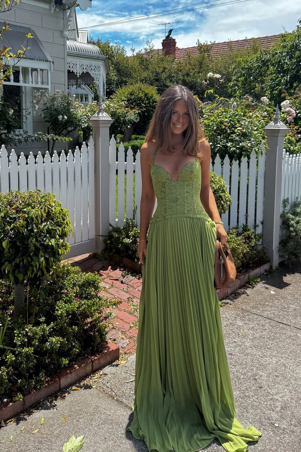 Women's Pleated Corset Maxi Dress