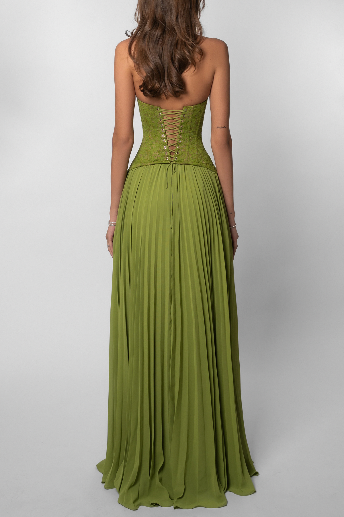 Women's Pleated Corset Maxi Dress