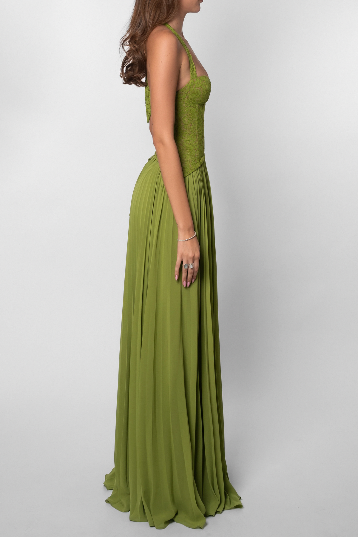Women's Pleated Corset Maxi Dress