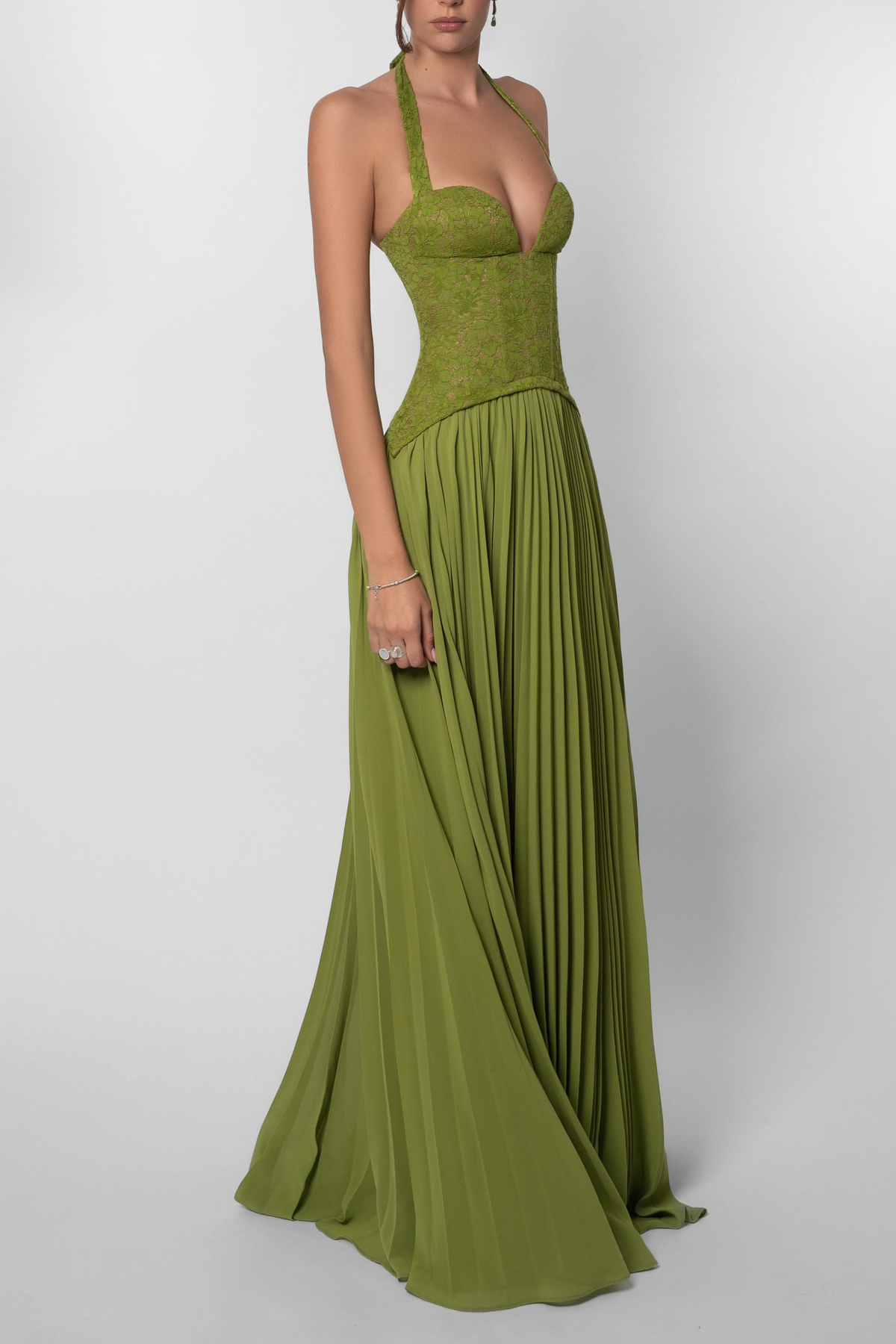 Women's Pleated Corset Maxi Dress
