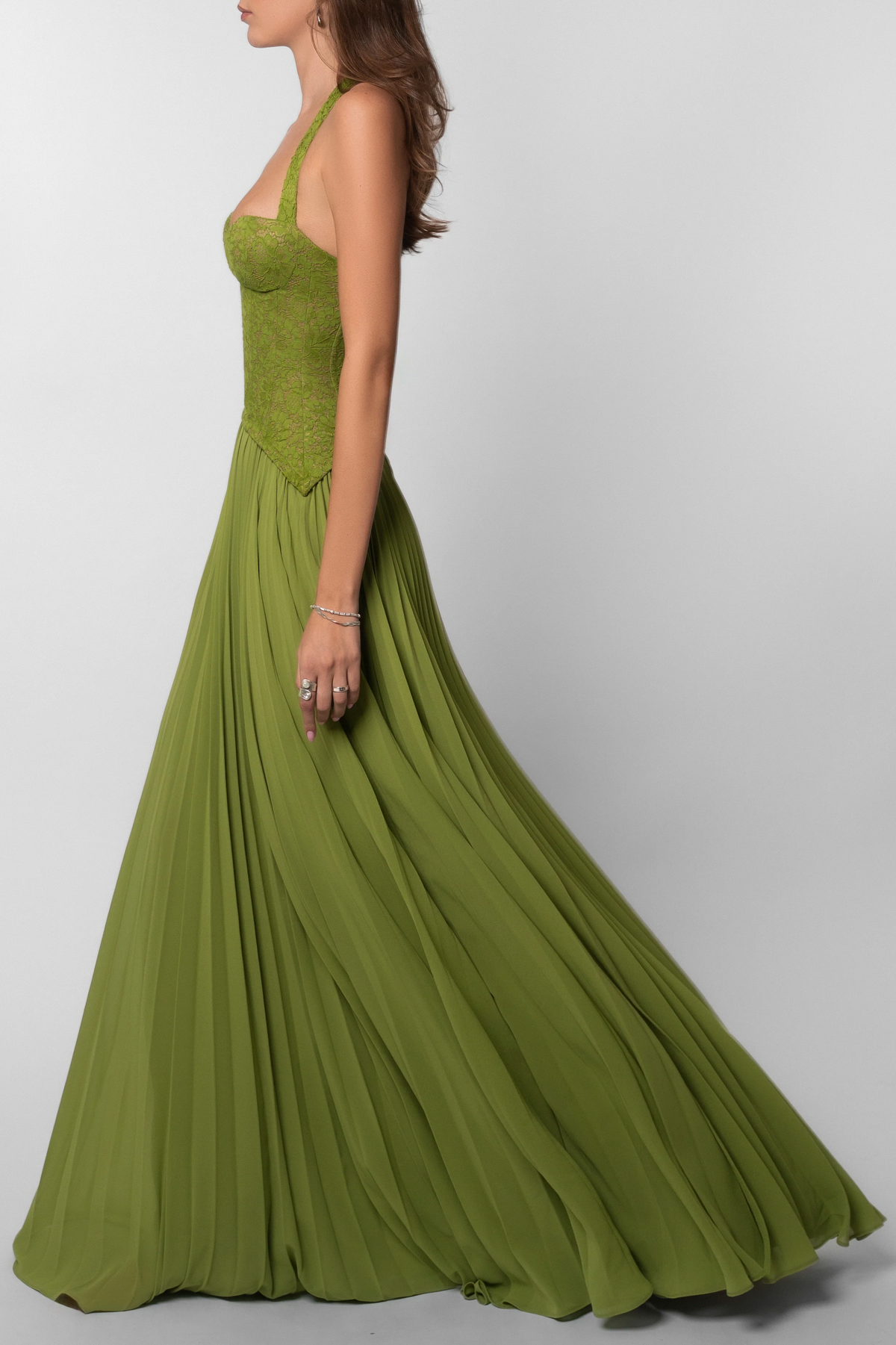 Women's Pleated Corset Maxi Dress