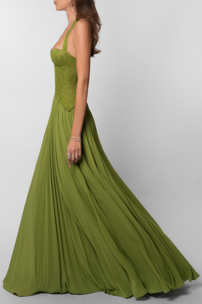 Women's Pleated Corset Maxi Dress