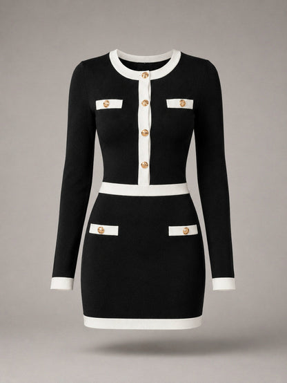 Knit Button Front Sweater Dress